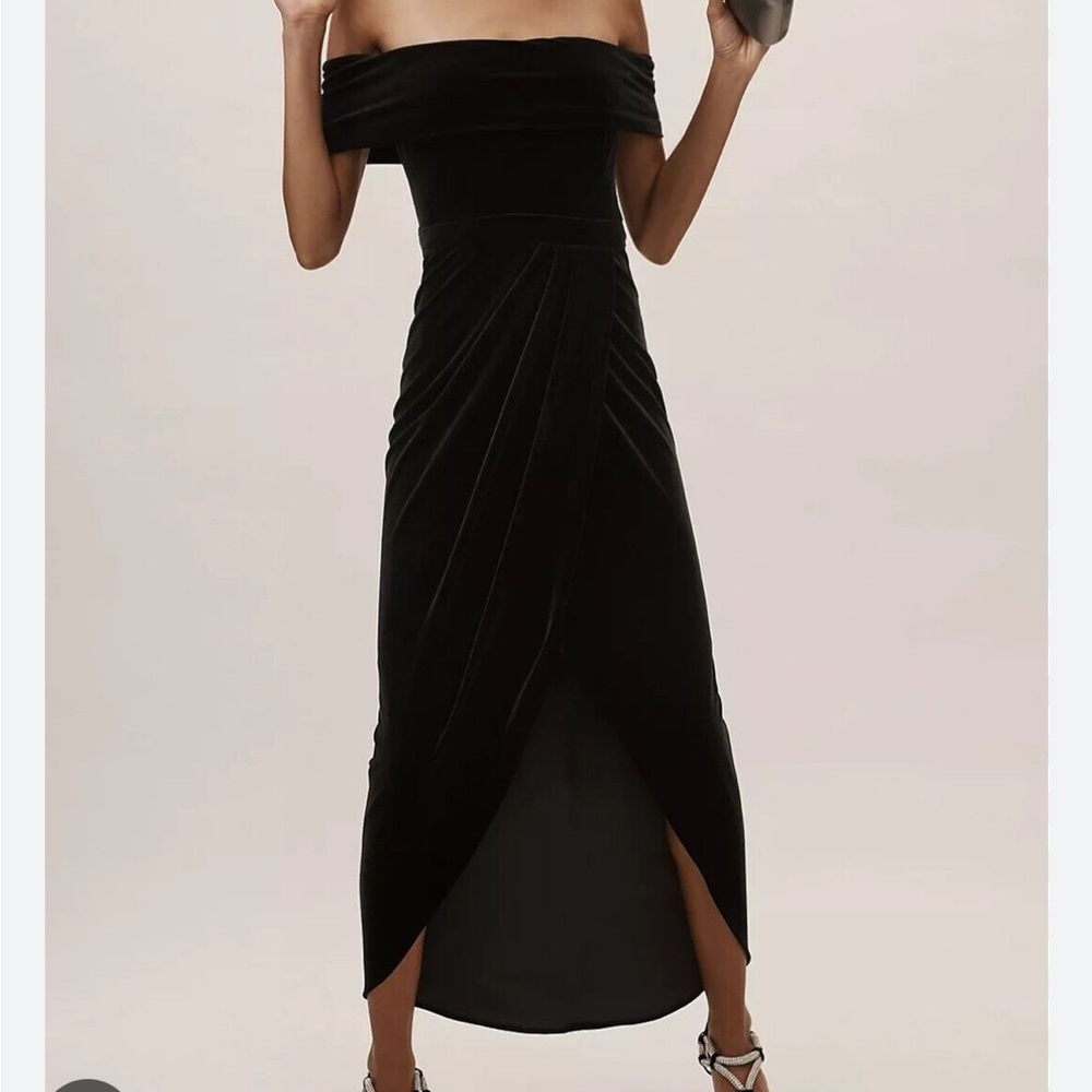 BHLDN Black Velvet Edison Dress
